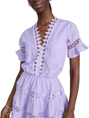 Peixoto Lavender Lace-Trim Mini Ore Dress